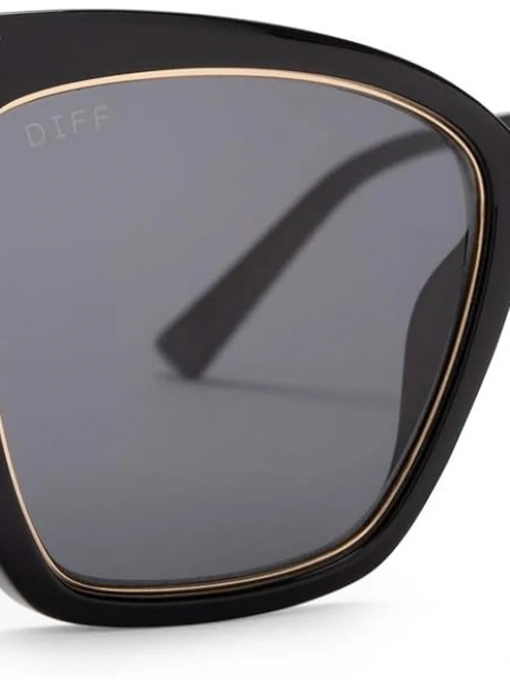 Diff Eyewear Black Cat-Eye Sunglasses with Gold Accents